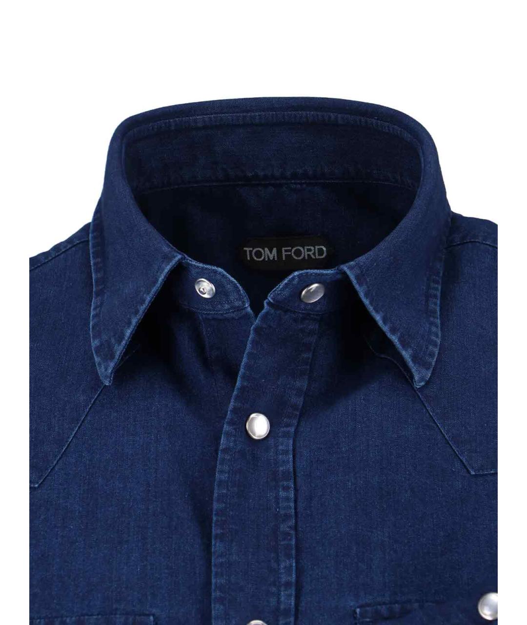 TOM FORD Синяя хлопковая кэжуал рубашка, фото 5