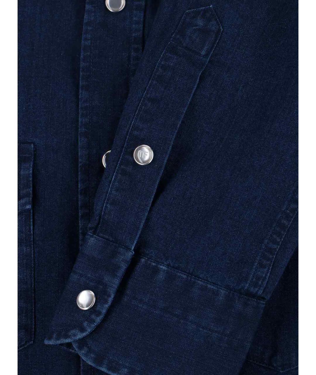 TOM FORD Синяя хлопковая кэжуал рубашка, фото 3