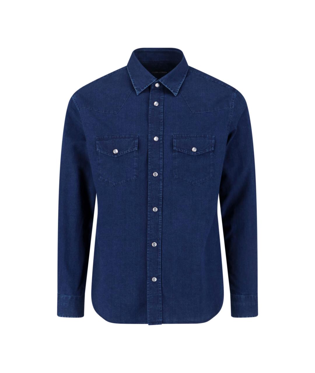 TOM FORD Синяя хлопковая кэжуал рубашка, фото 1