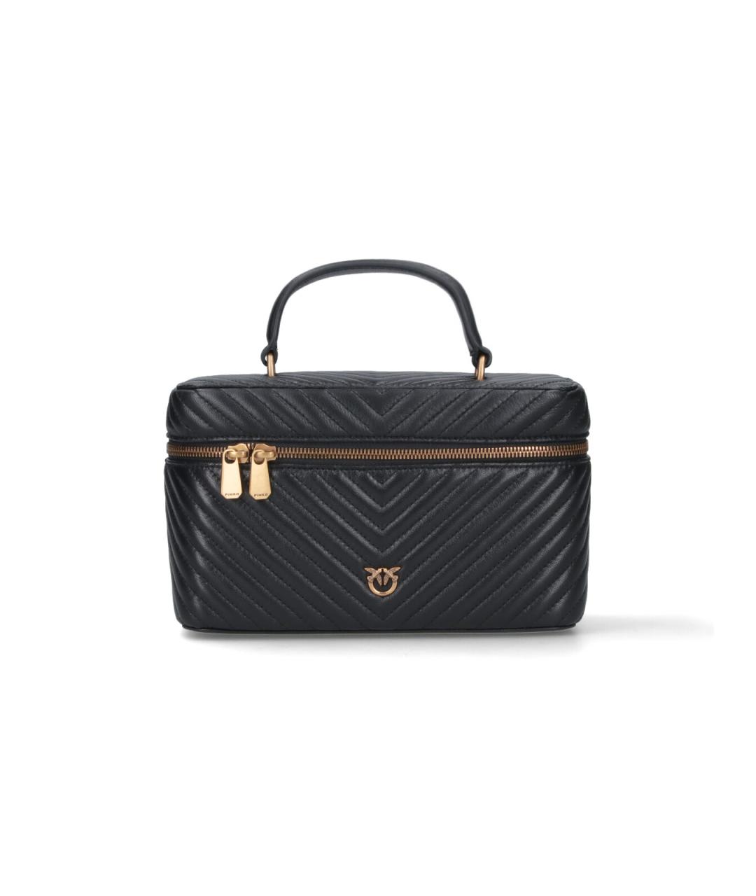 PINKO Черная кожаная сумка с короткими ручками, фото 1
