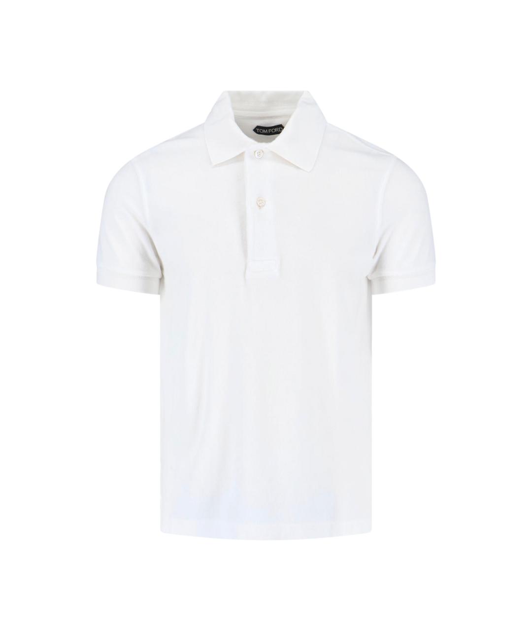 TOM FORD Белое хлопковое поло с коротким рукавом, фото 1