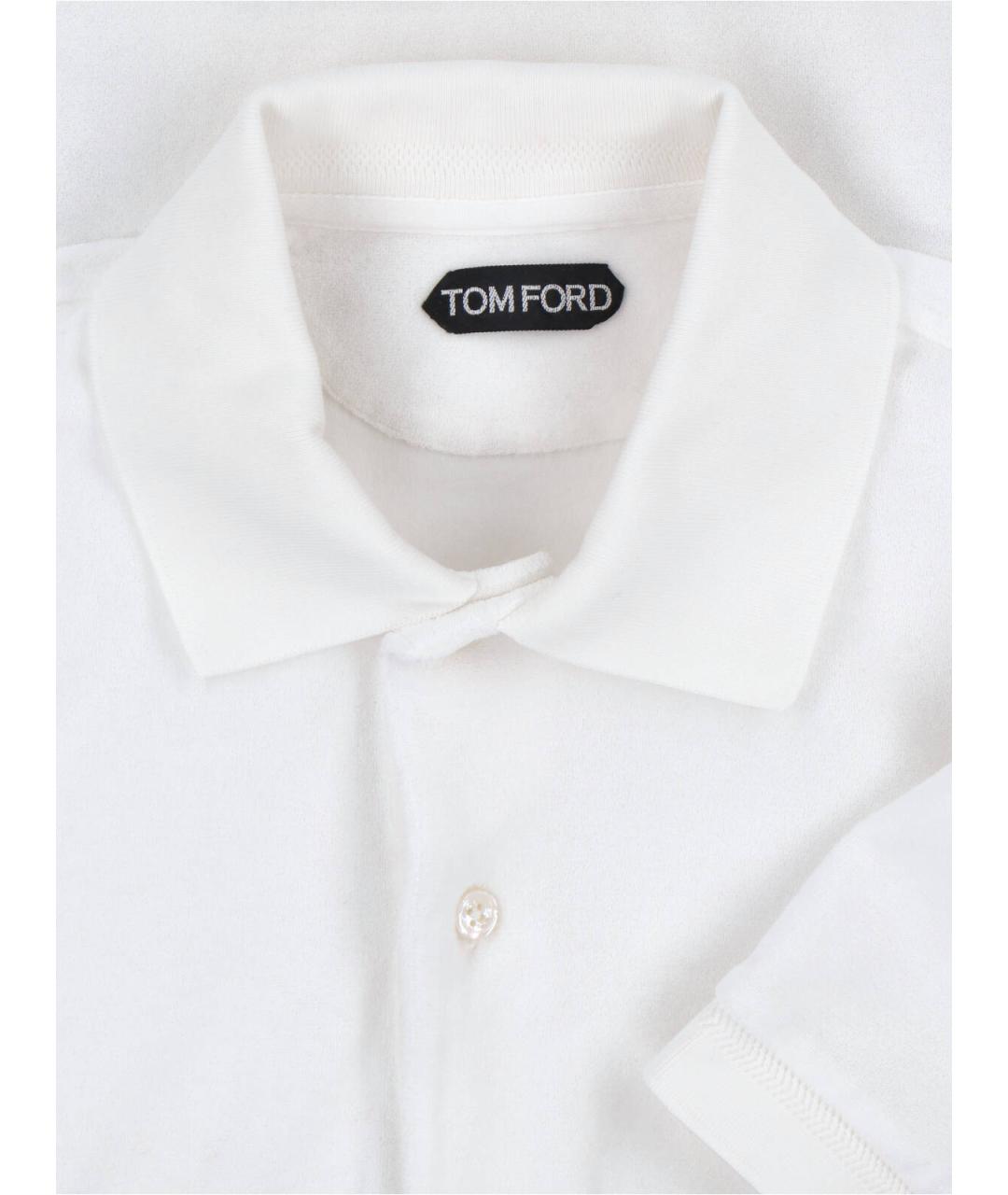 TOM FORD Белое хлопковое поло с коротким рукавом, фото 3