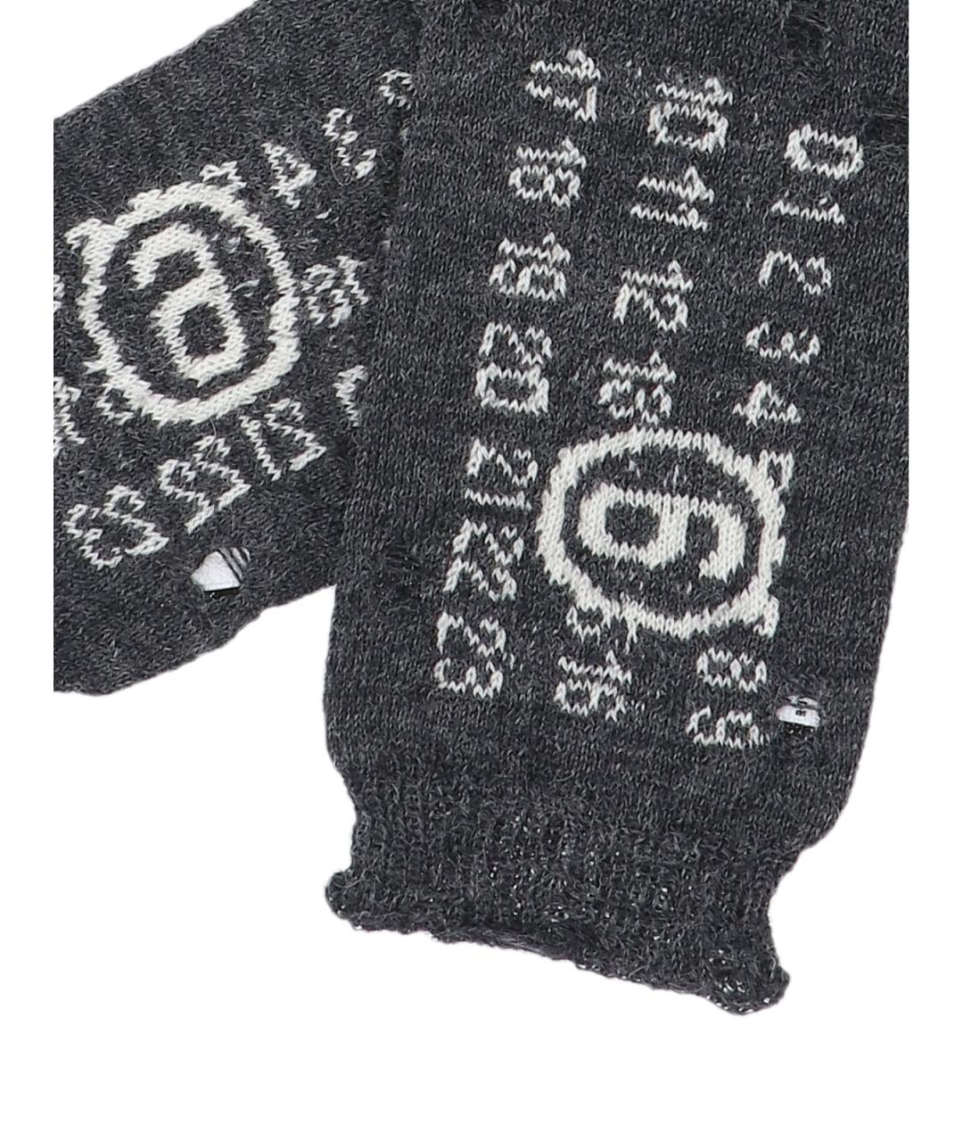 MM6 MAISON MARGIELA Серые шерстяные перчатки, фото 3