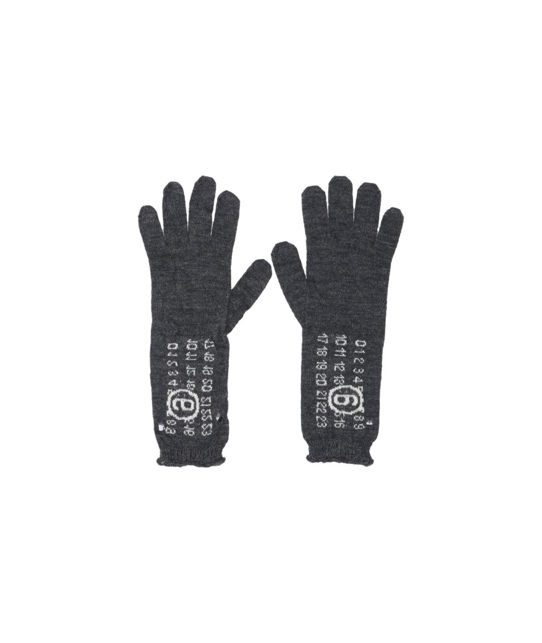 MM6 MAISON MARGIELA Серые шерстяные перчатки, фото 1