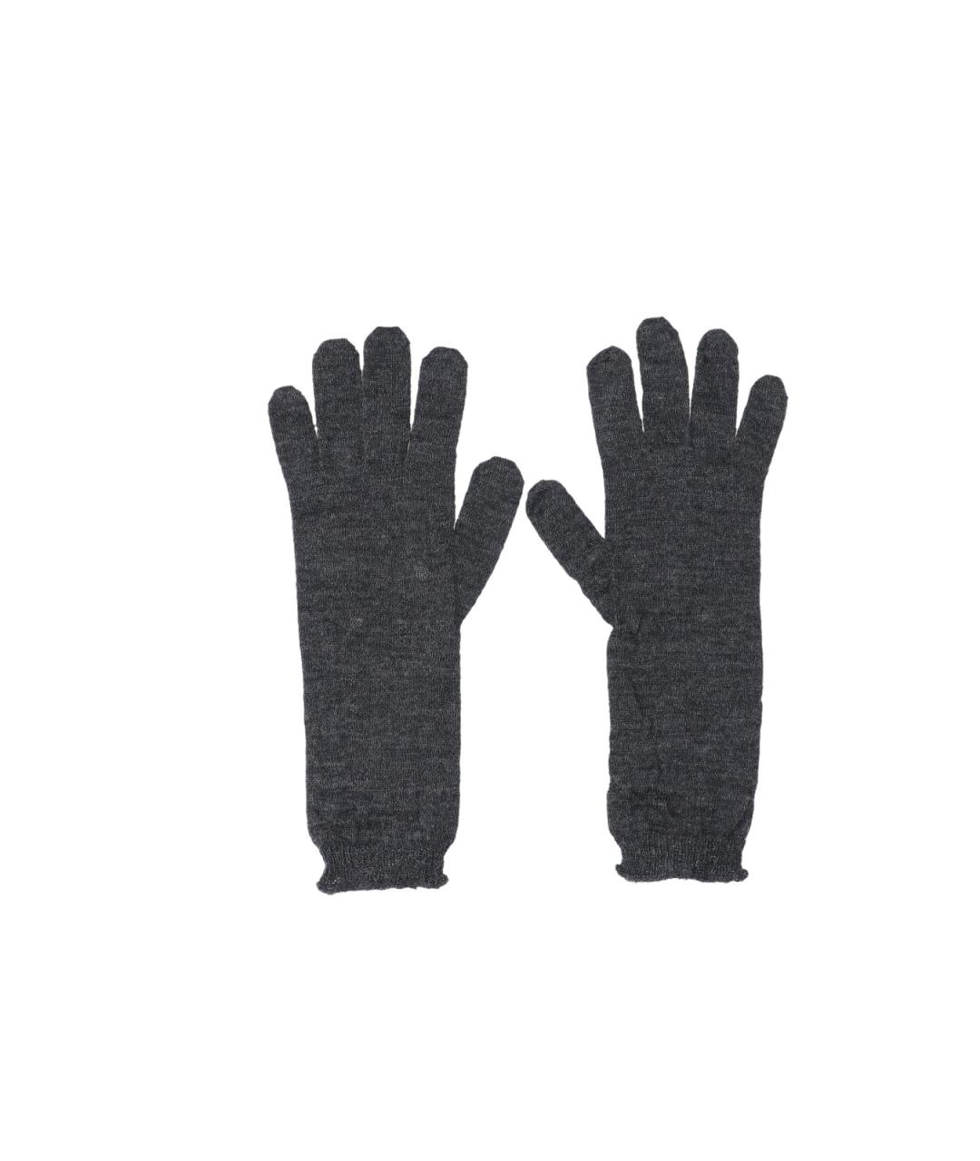 MM6 MAISON MARGIELA Серые шерстяные перчатки, фото 2