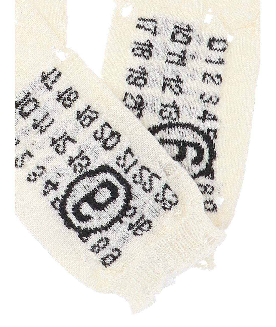 MM6 MAISON MARGIELA Белые шерстяные перчатки, фото 3