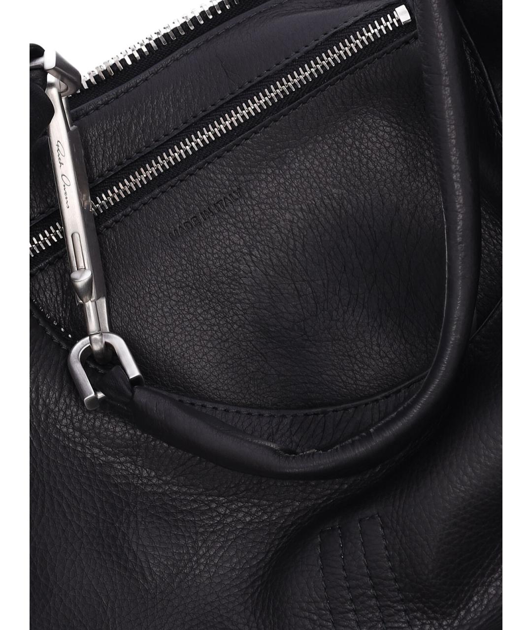 RICK OWENS Черная кожаная сумка через плечо, фото 4