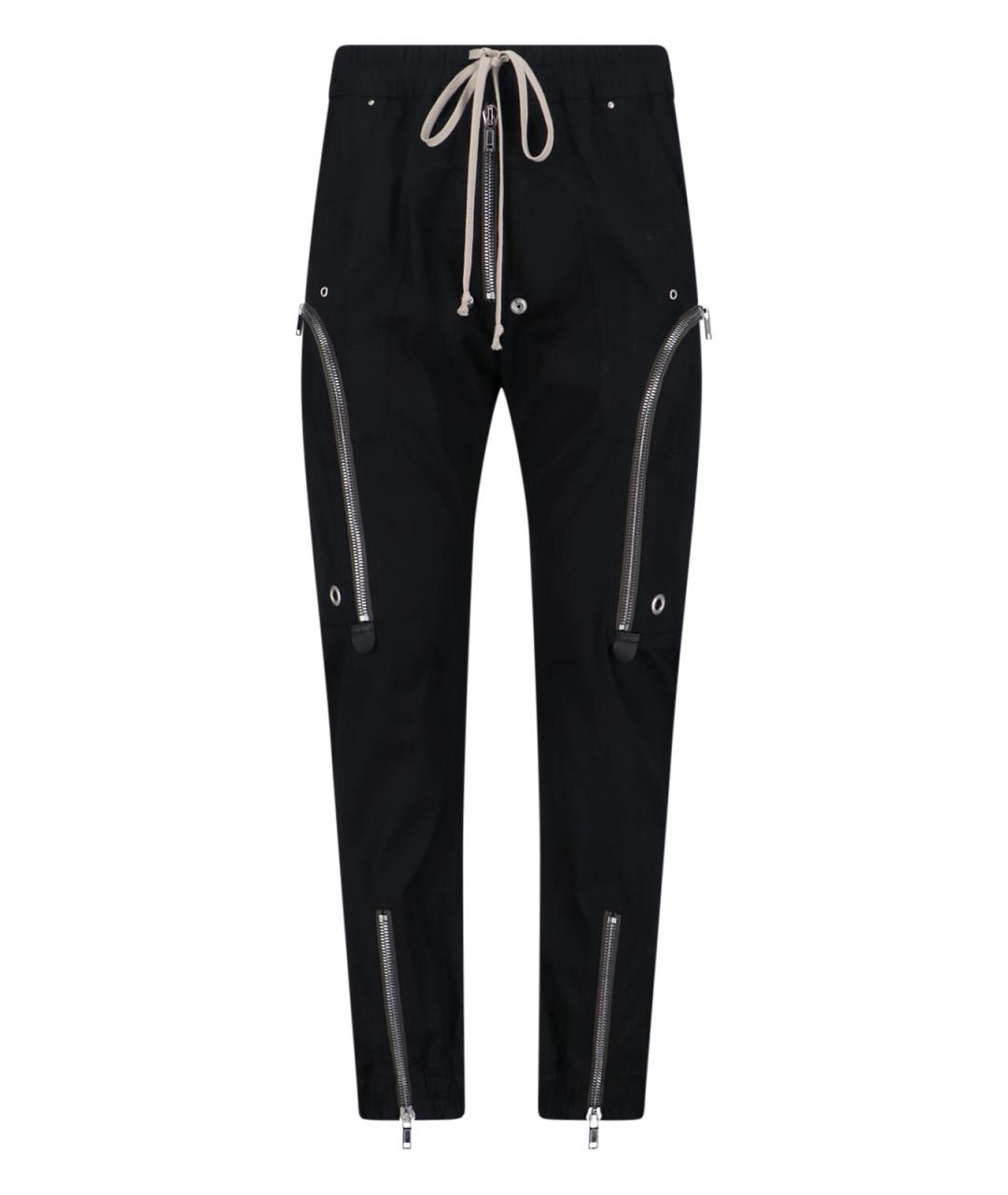 RICK OWENS Черные хлопковые повседневные брюки, фото 1