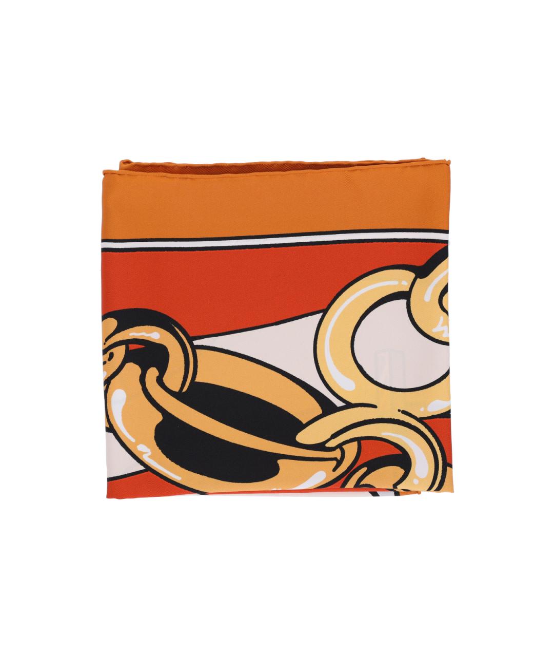 CELINE Оранжевый шелковый платок, фото 2