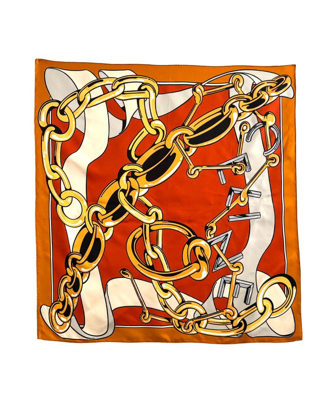 CELINE Оранжевый шелковый платок, фото 1