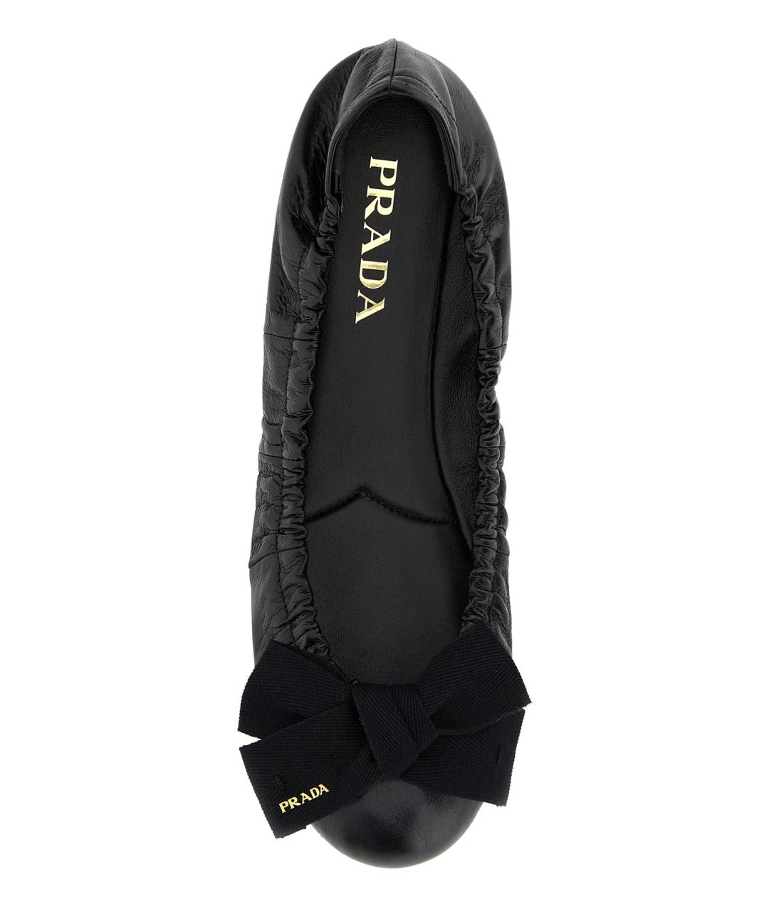PRADA Черные кожаные балетки, фото 3