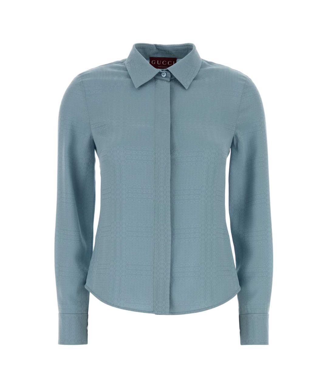 GUCCI Голубая шелковая рубашка, фото 1