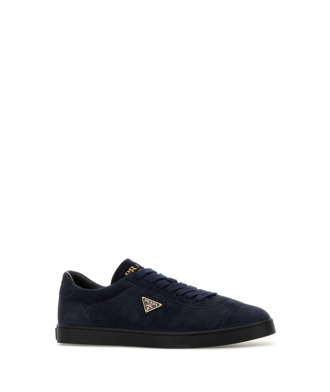 PRADA Темно-синие замшевые низкие кроссовки / кеды, фото 2