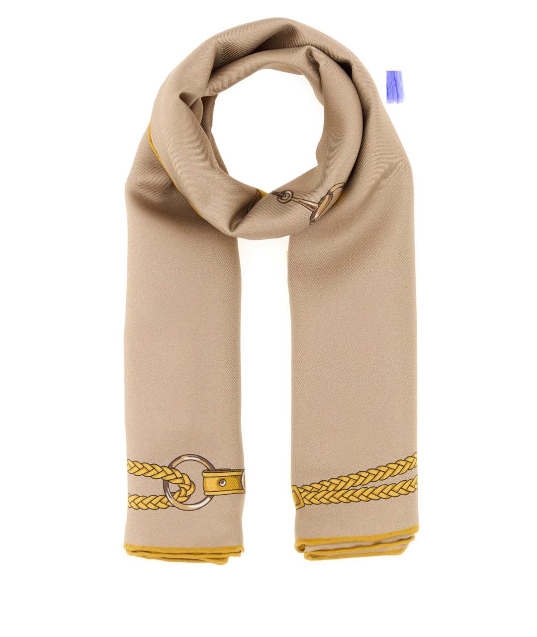 GUCCI Бежевый шелковый платок, фото 1