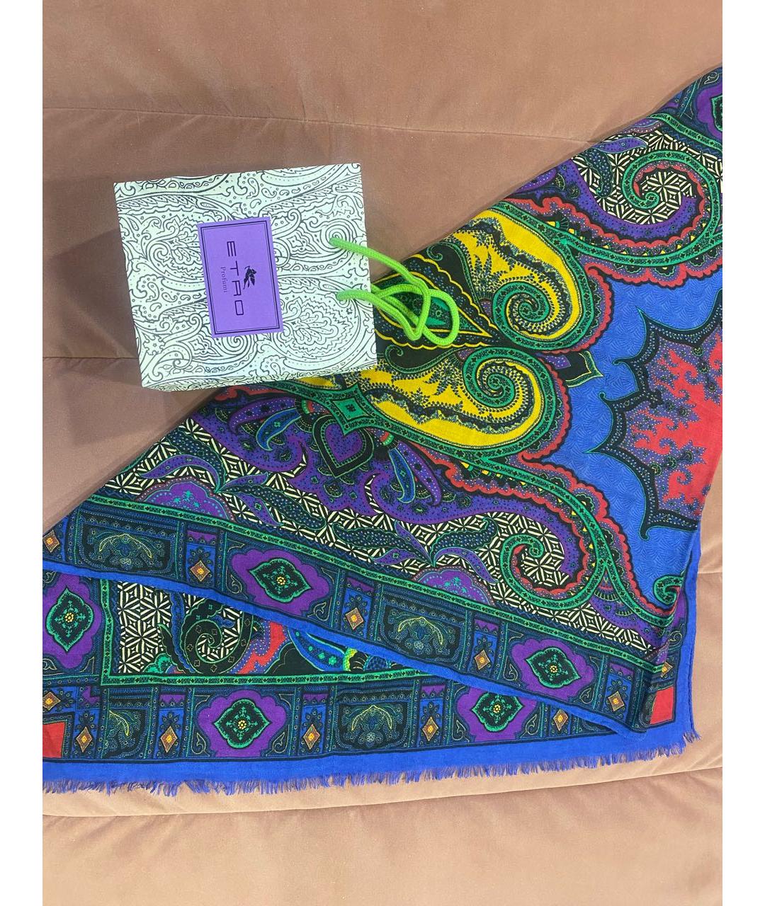 ETRO Синий шерстяной платок, фото 4