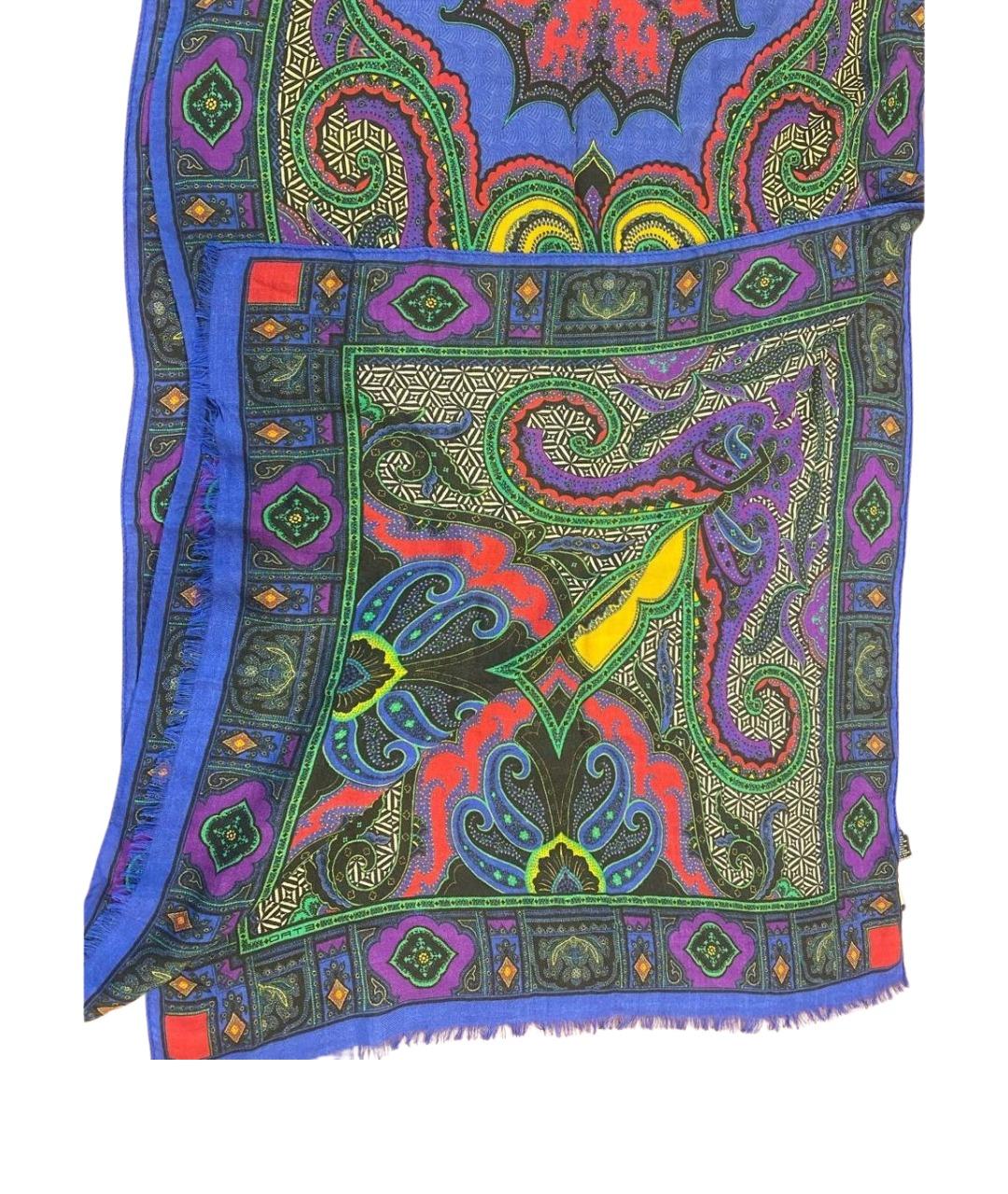 ETRO Синий шерстяной платок, фото 1