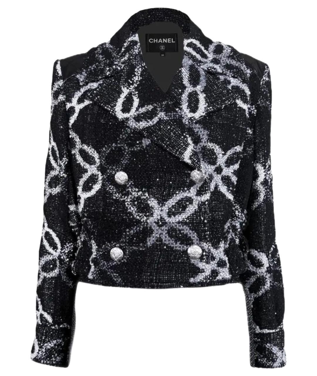 CHANEL Черный твидовый жакет/пиджак, фото 1