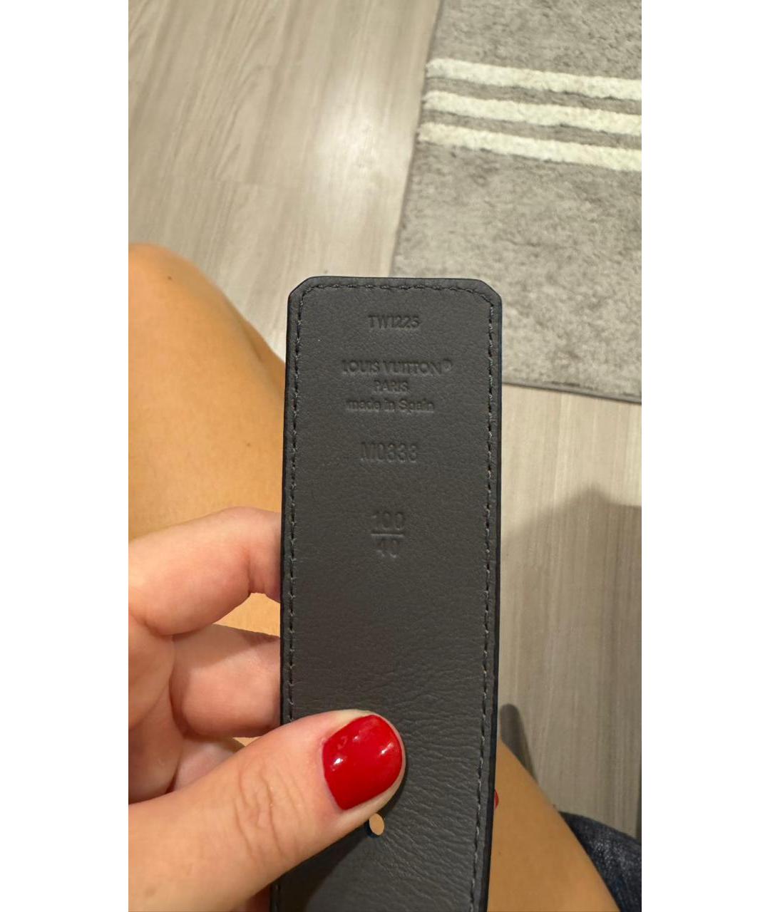 LOUIS VUITTON Черный кожаный ремень, фото 2