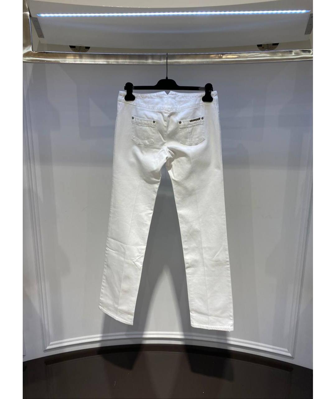 ROBERTO CAVALLI Белые хлопковые прямые джинсы, фото 3