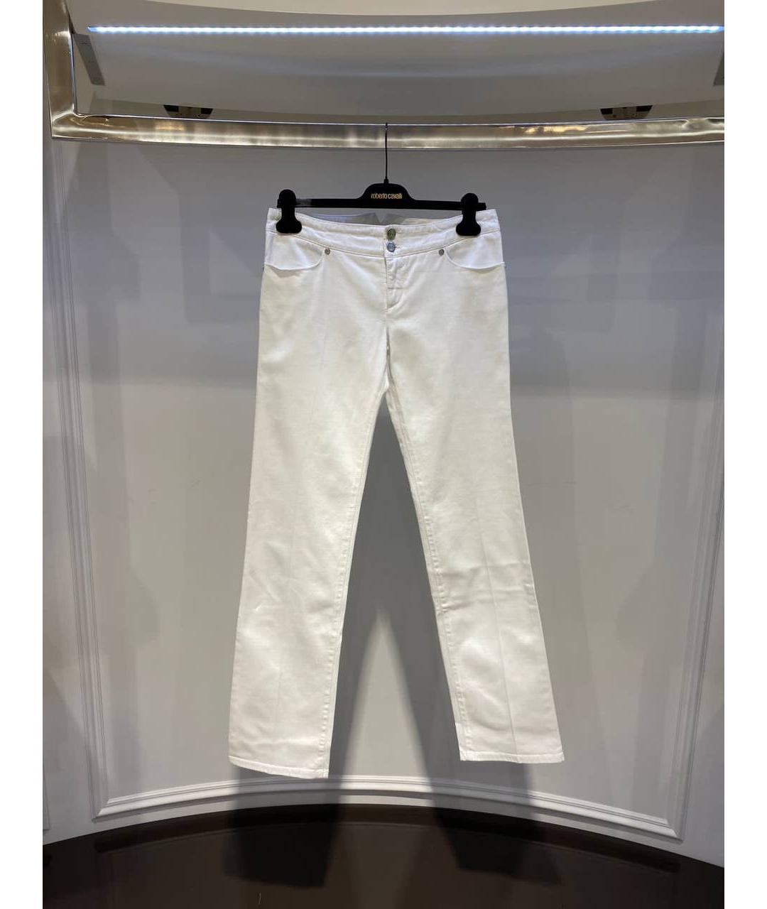 ROBERTO CAVALLI Белые хлопковые прямые джинсы, фото 4