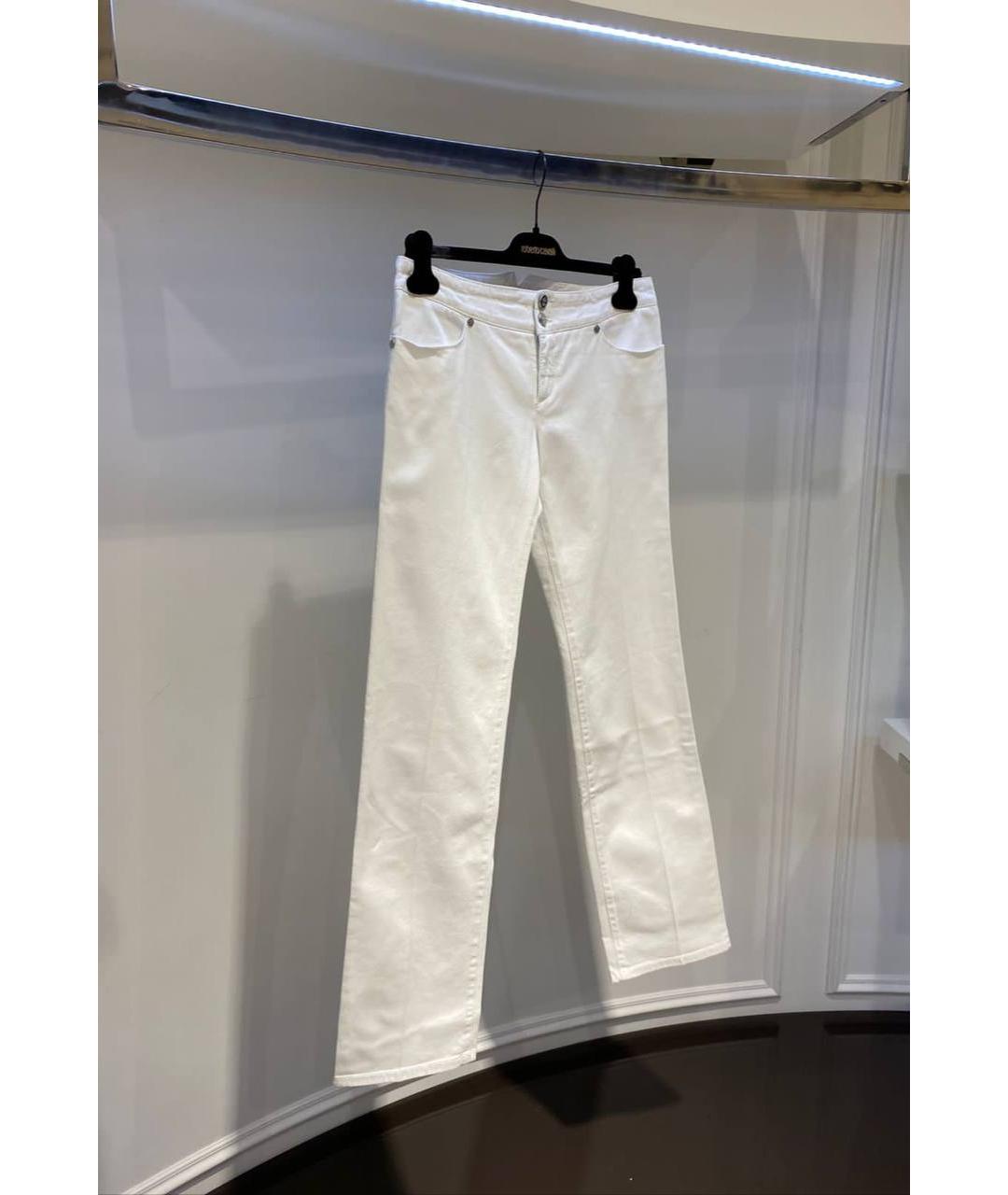 ROBERTO CAVALLI Белые хлопковые прямые джинсы, фото 2