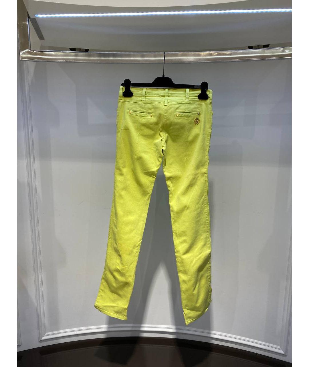 ROBERTO CAVALLI Желтые хлопковые прямые джинсы, фото 3
