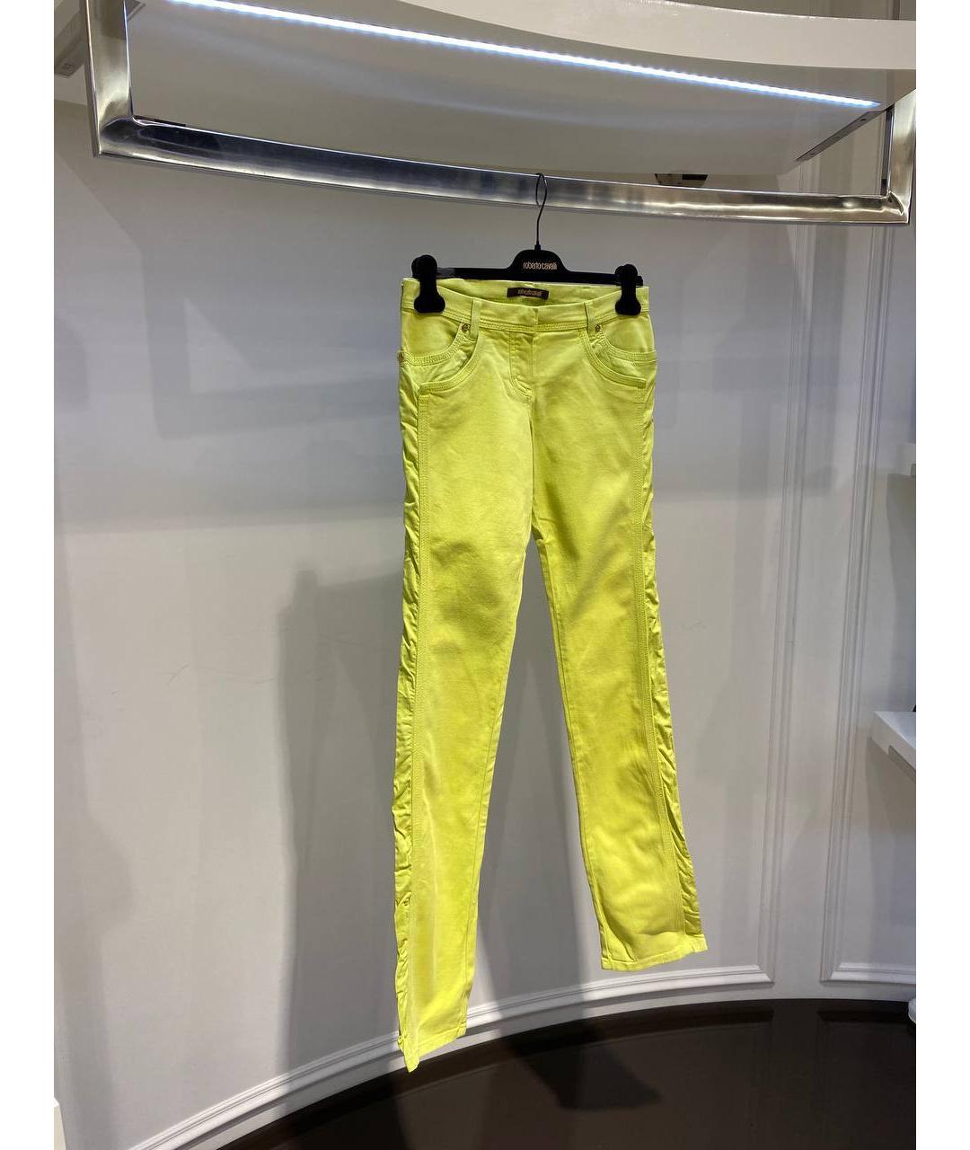 ROBERTO CAVALLI Желтые хлопковые прямые джинсы, фото 2