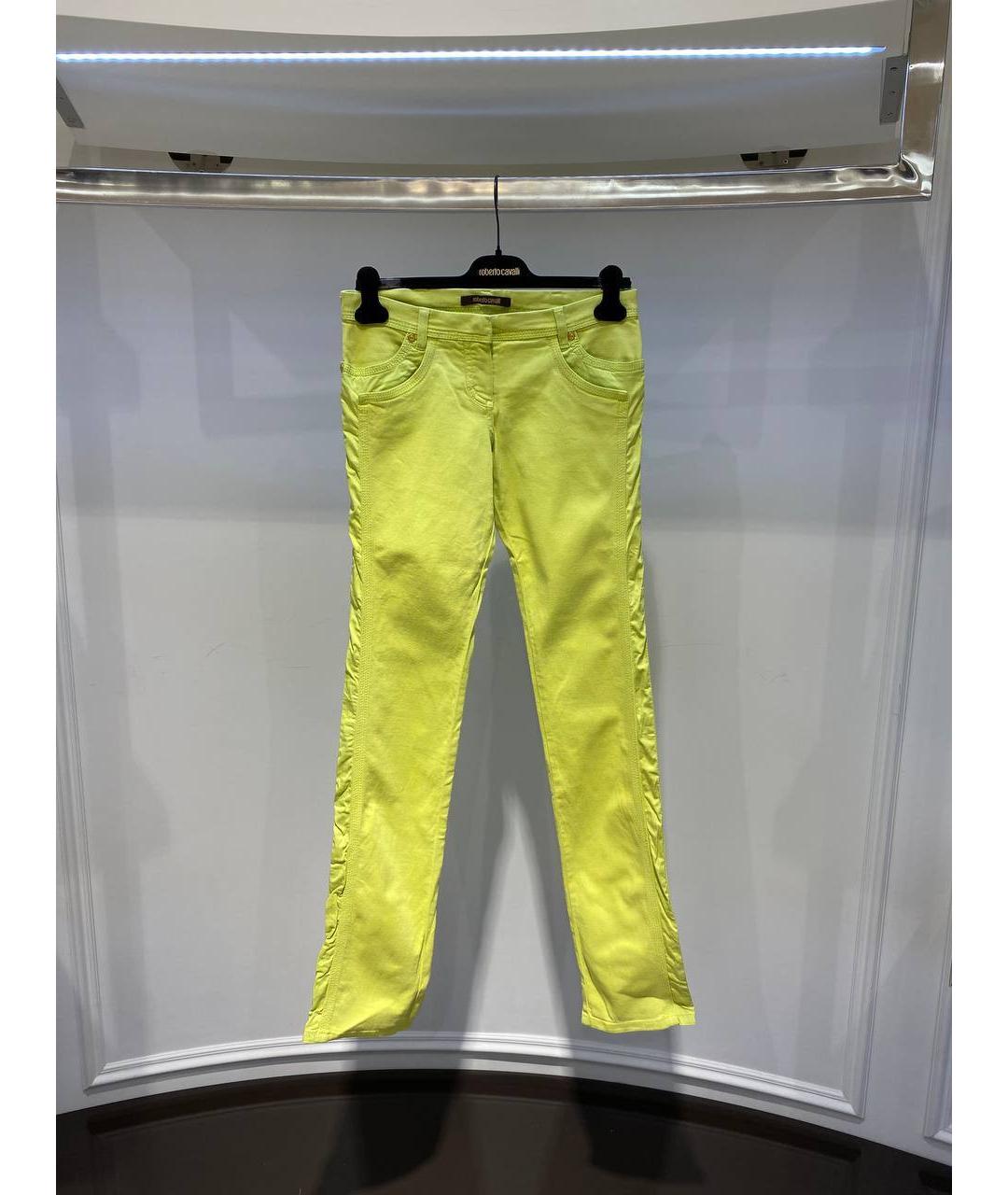 ROBERTO CAVALLI Желтые хлопковые прямые джинсы, фото 4