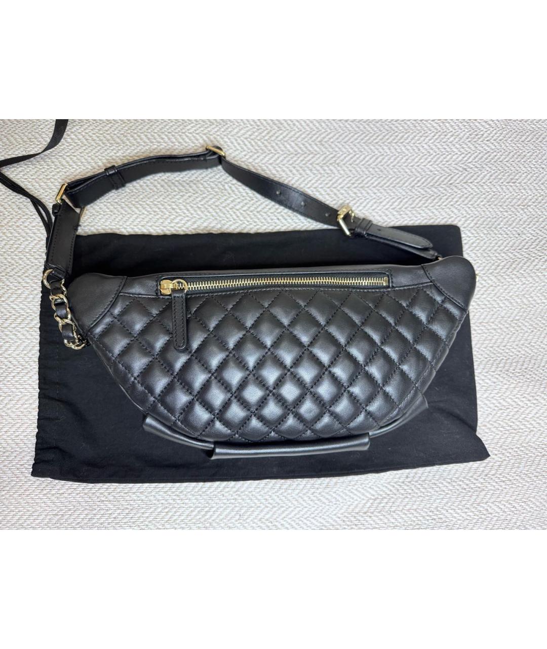 CHANEL Черная кожаная поясная сумка, фото 3
