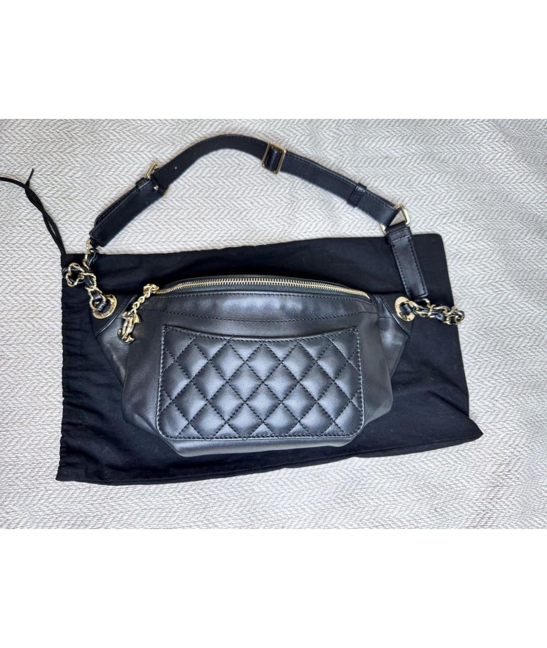 CHANEL Черная кожаная поясная сумка, фото 2