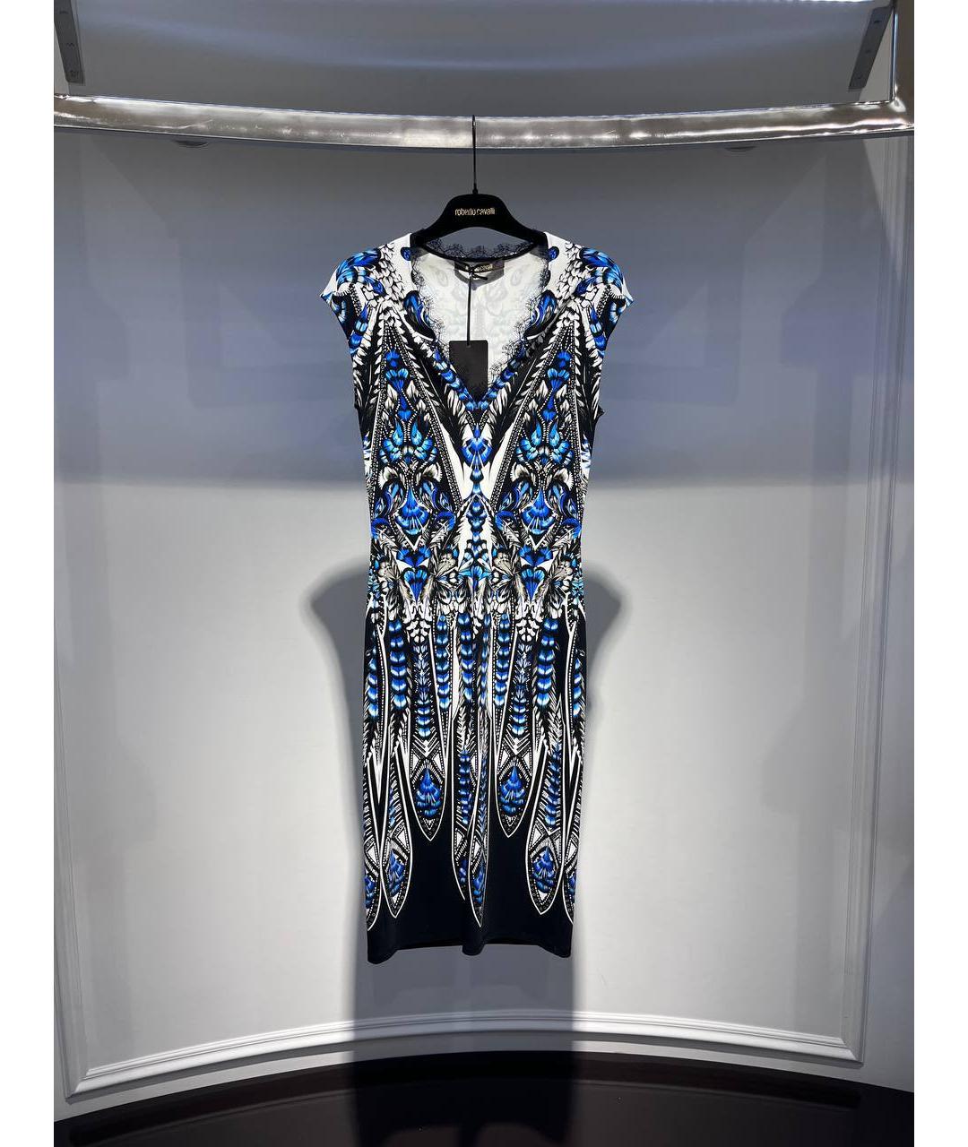 ROBERTO CAVALLI Синее шелковое платье, фото 4