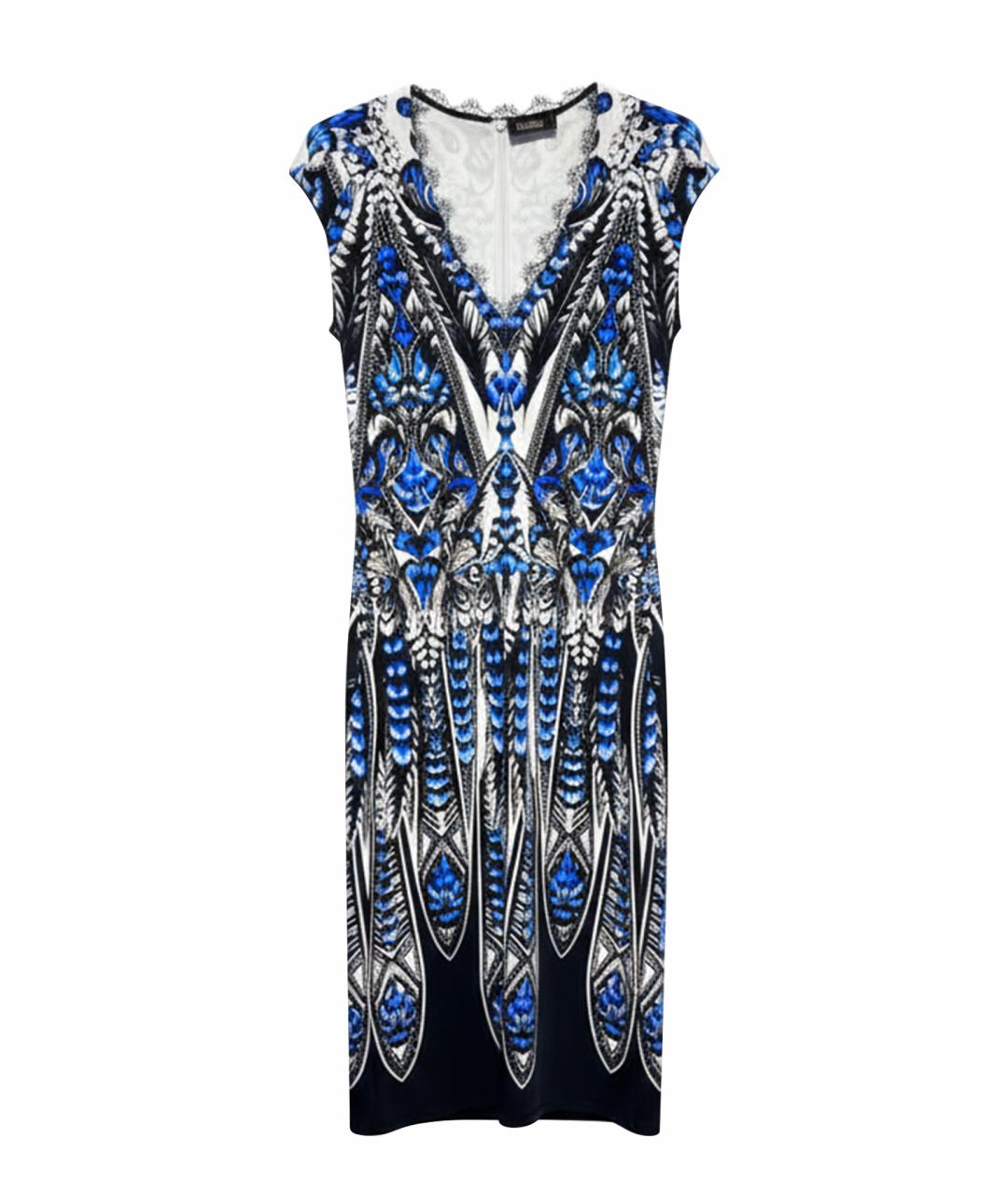 ROBERTO CAVALLI Синее шелковое платье, фото 1