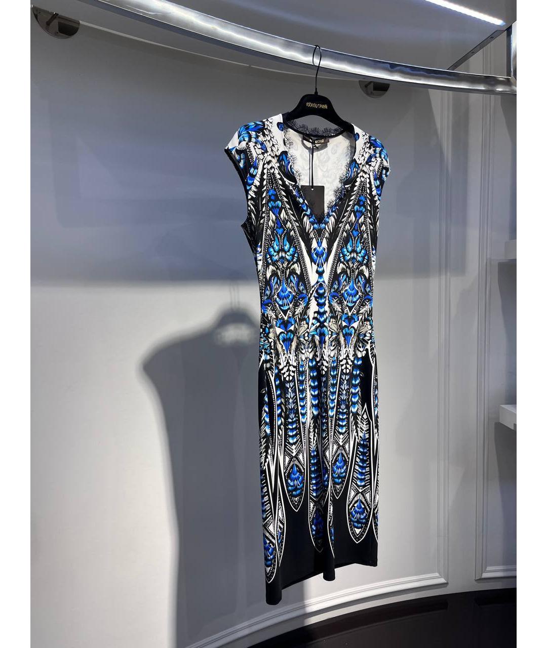 ROBERTO CAVALLI Синее шелковое платье, фото 2