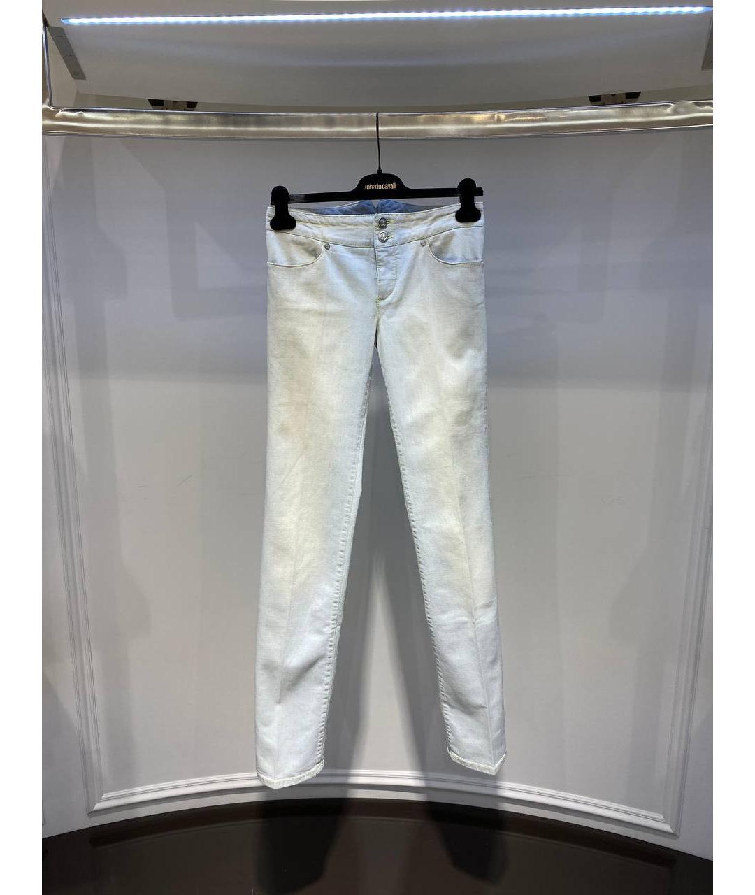 ROBERTO CAVALLI Голубые хлопковые прямые джинсы, фото 4