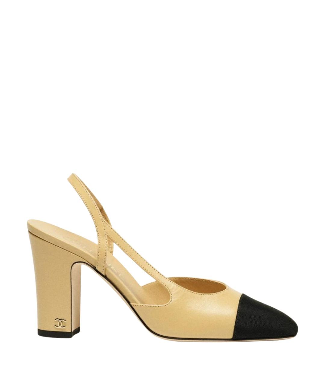 CHANEL Бежевые кожаные туфли, фото 1