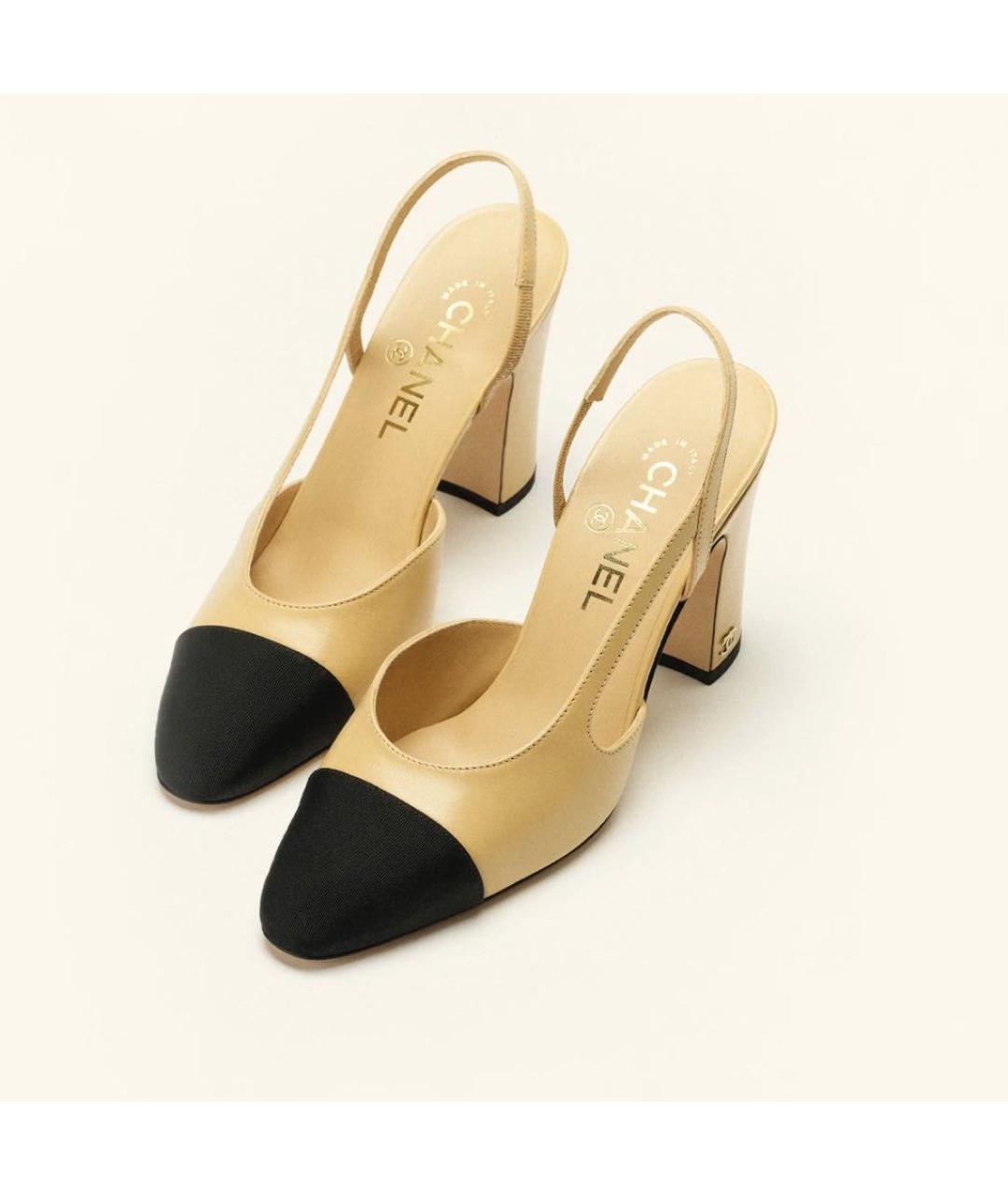CHANEL Бежевые кожаные туфли, фото 2