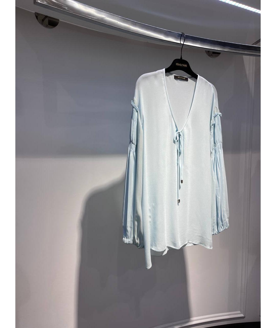 ROBERTO CAVALLI Голубая вискозная блузы, фото 2