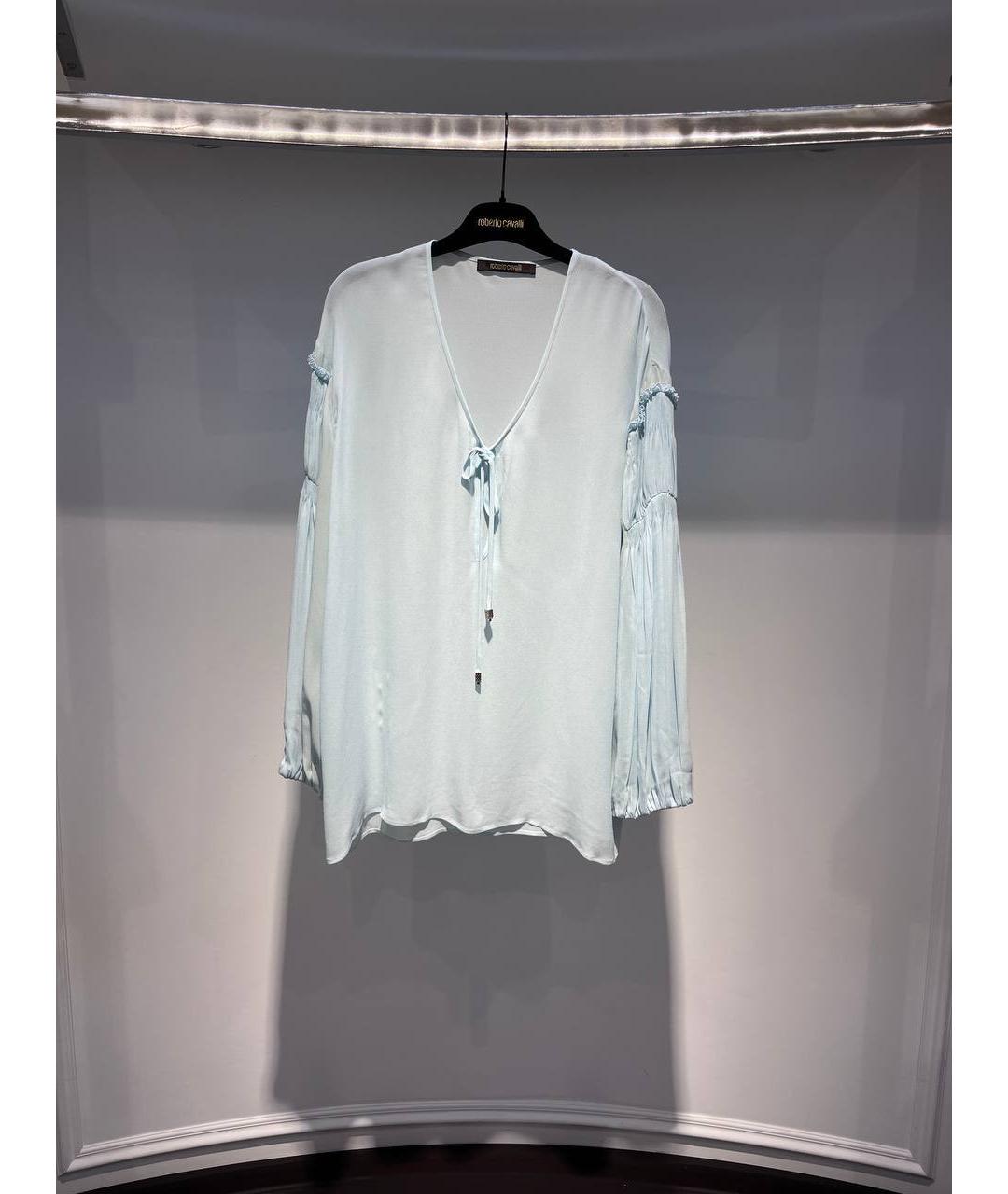 ROBERTO CAVALLI Голубая вискозная блузы, фото 4