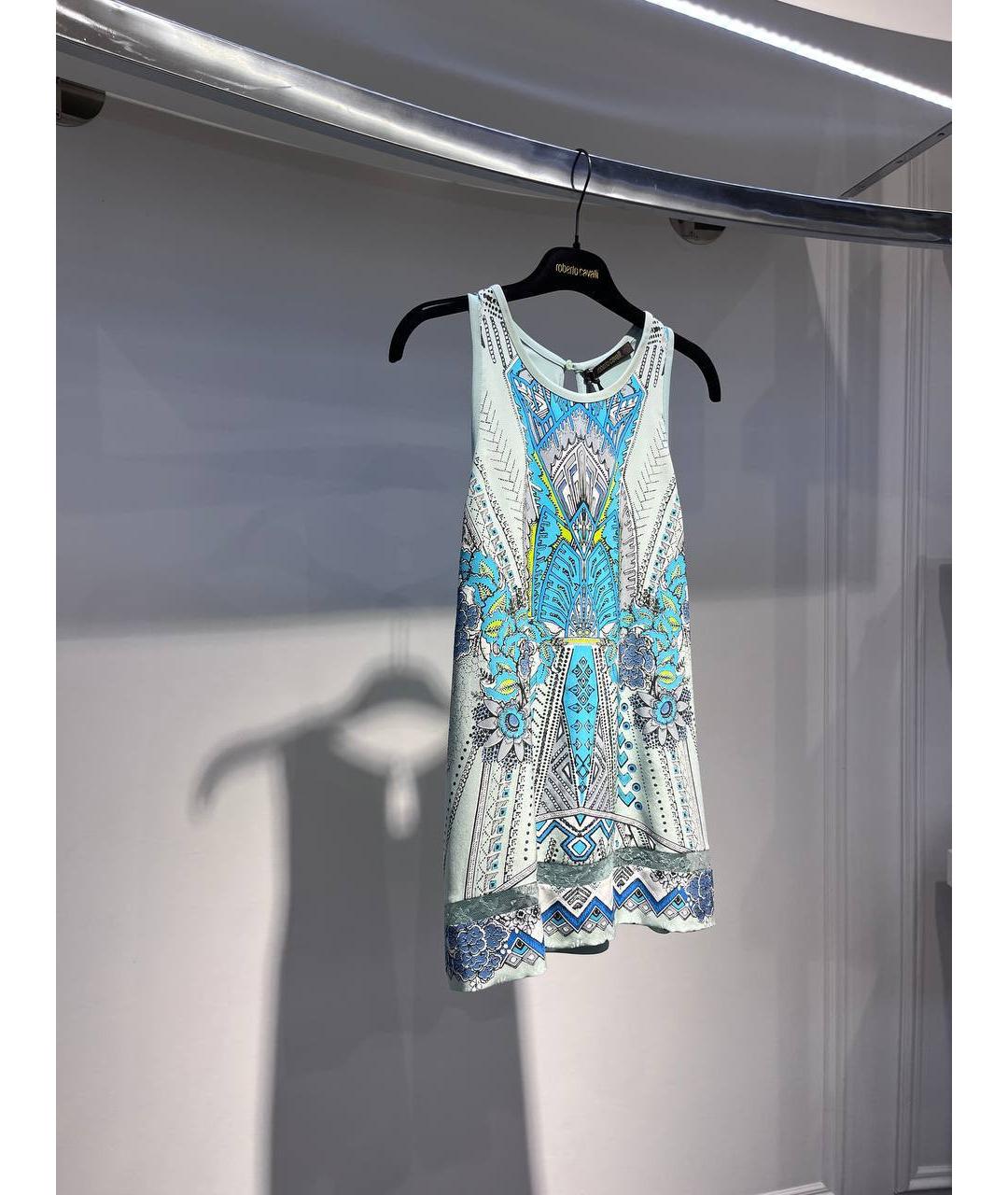 ROBERTO CAVALLI Голубая шелковая майка, фото 2