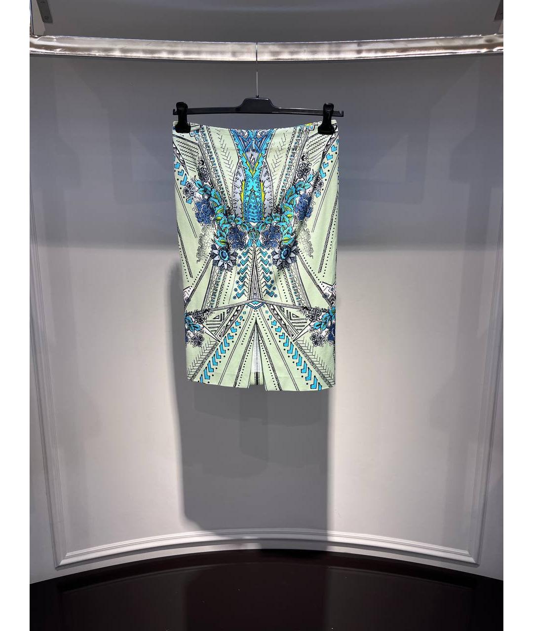 ROBERTO CAVALLI Голубая шелковая юбка миди, фото 3