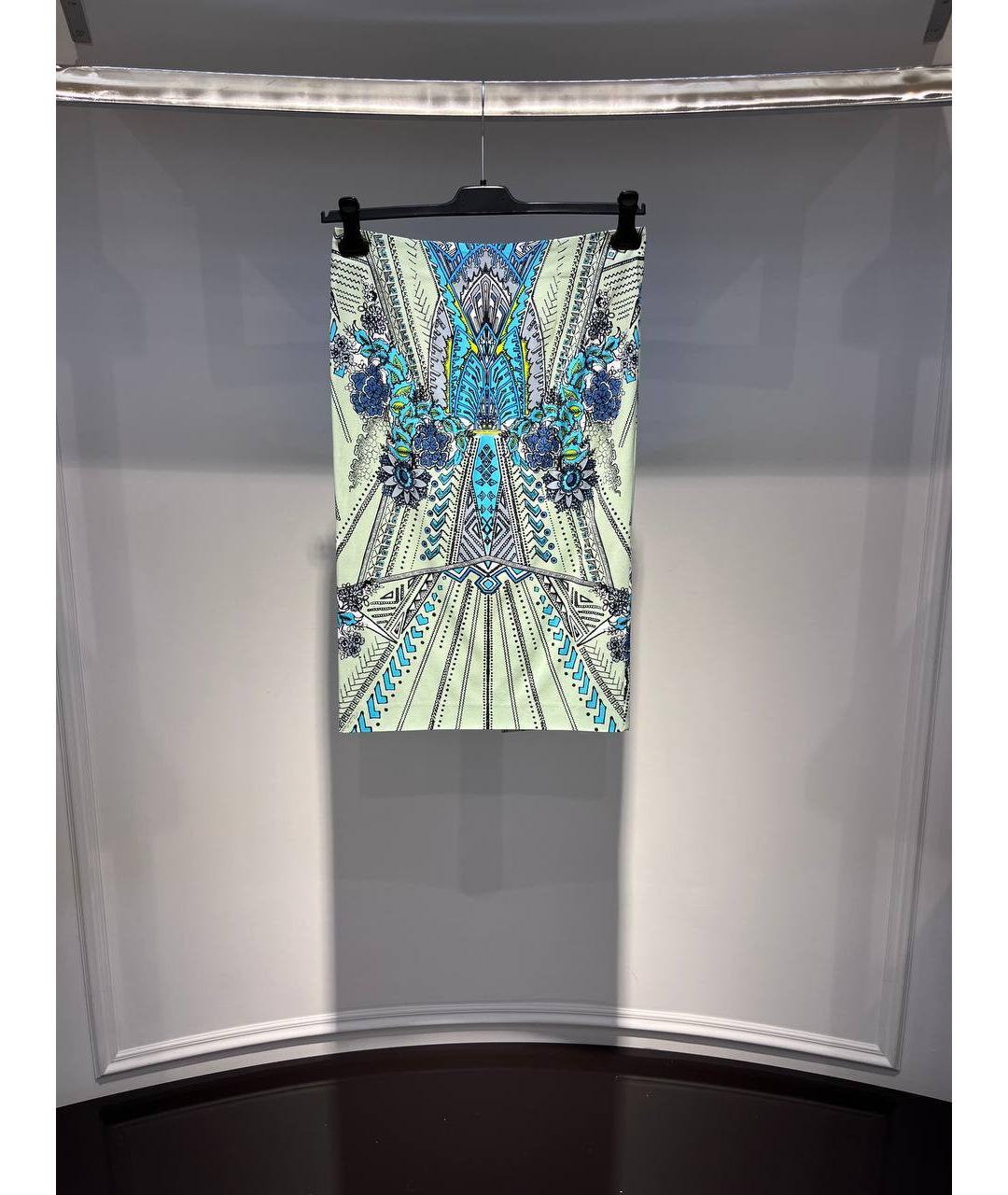 ROBERTO CAVALLI Голубая шелковая юбка миди, фото 4