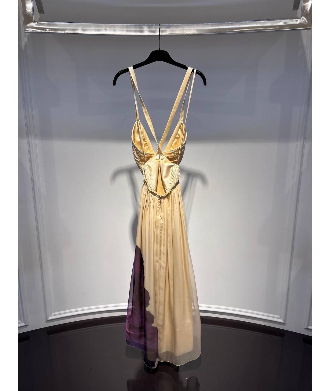 ROBERTO CAVALLI Бежевое шелковое вечернее платье, фото 3