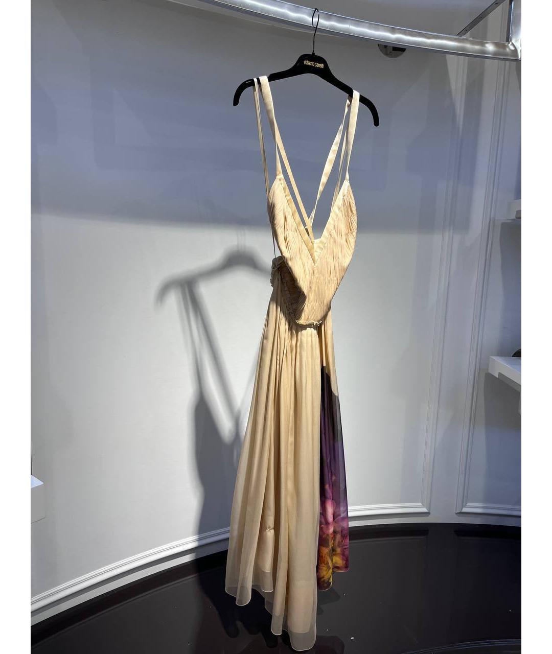 ROBERTO CAVALLI Бежевое шелковое вечернее платье, фото 2