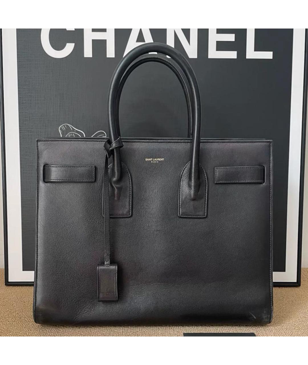 SAINT LAURENT Черная кожаная сумка через плечо, фото 2