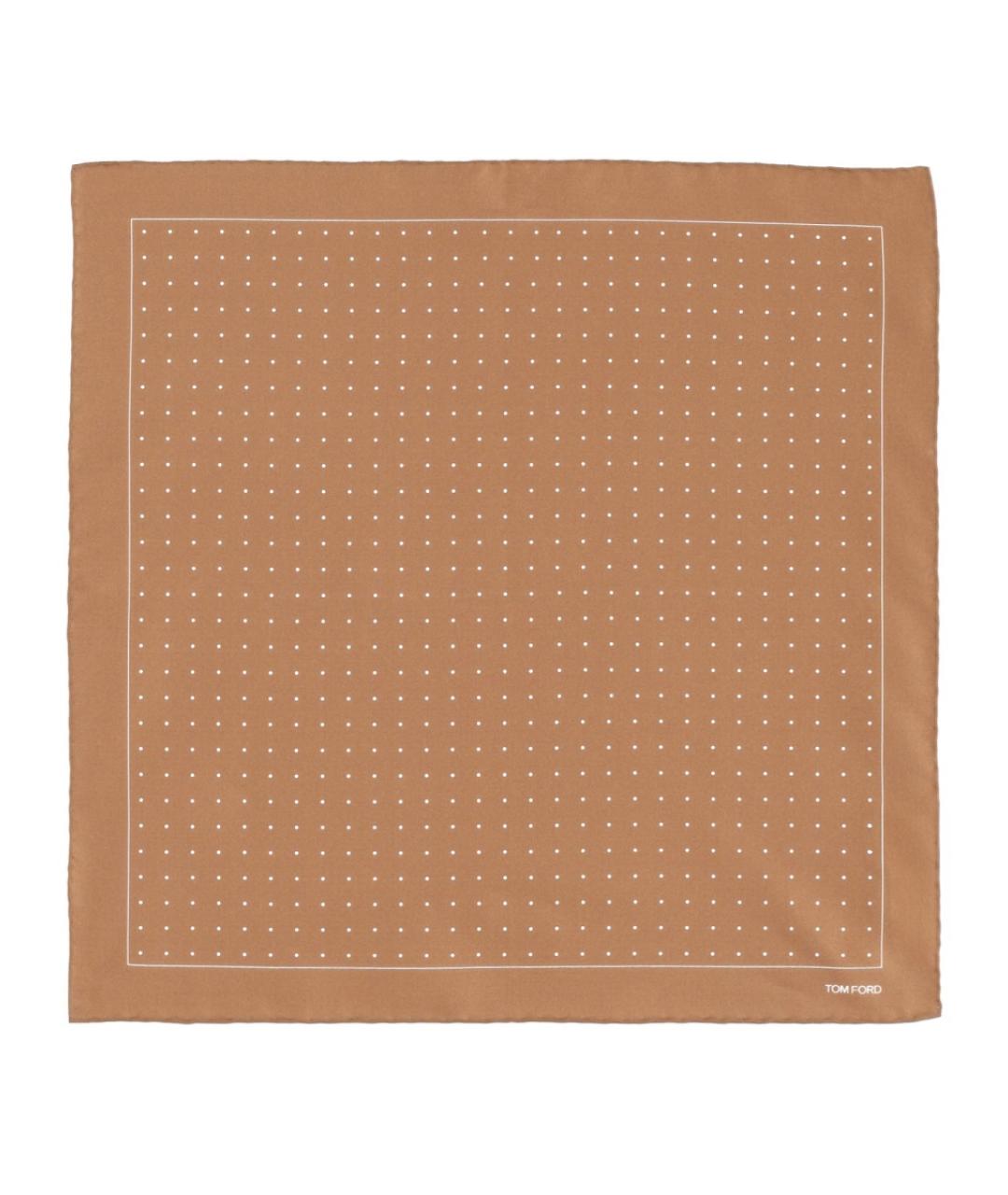 TOM FORD Бежевый шелковый шарф, фото 1