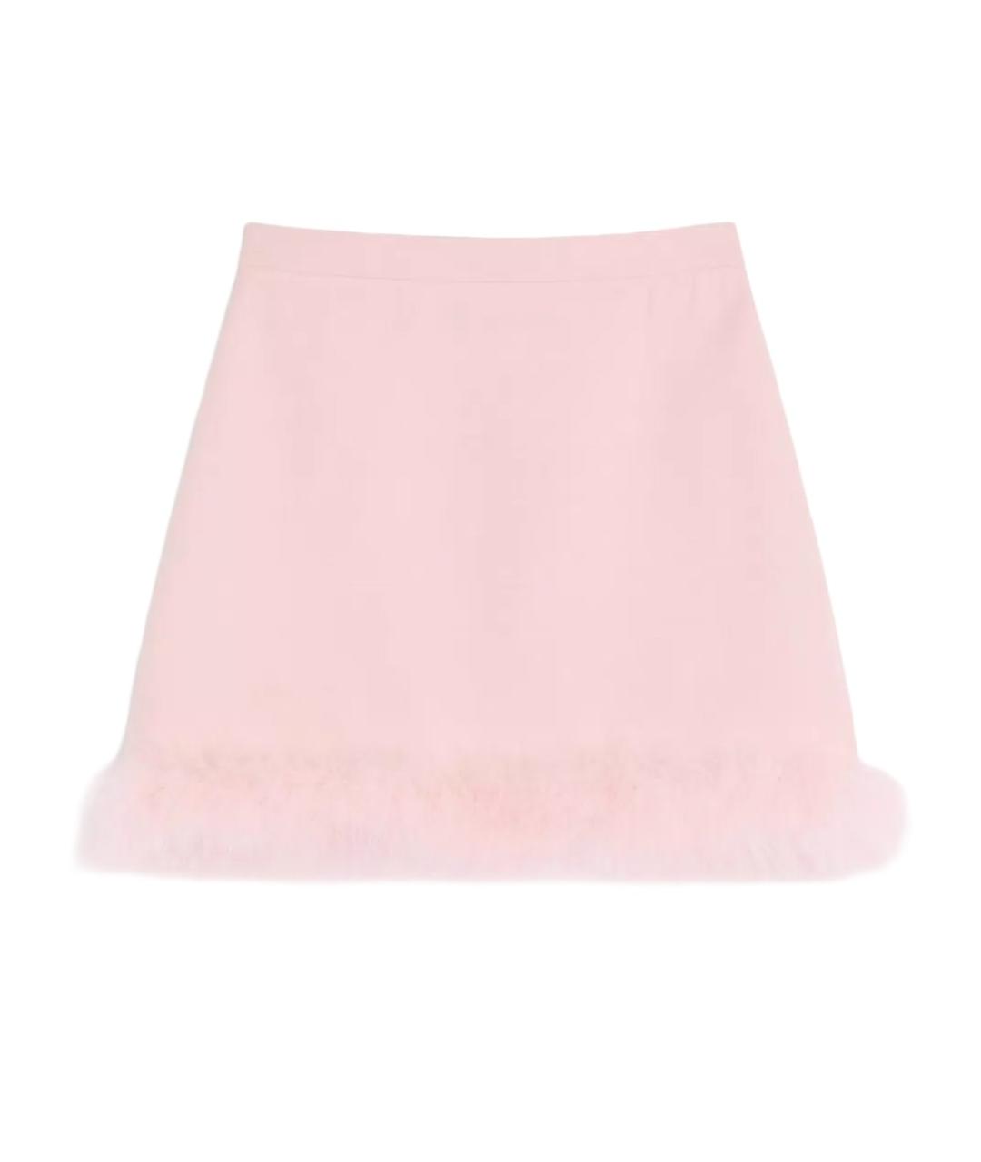 VALENTINO Розовая шерстяная юбка мини, фото 1