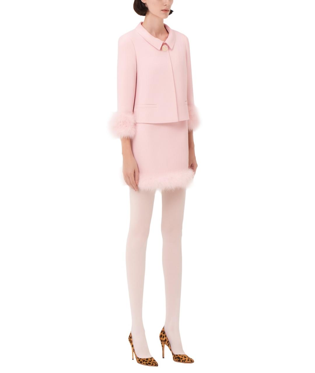 VALENTINO Розовая шерстяная юбка мини, фото 2