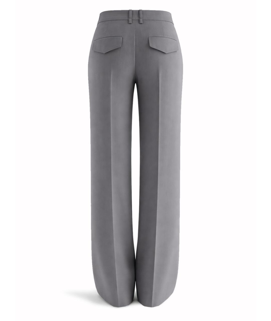 JIL SANDER Серые шерстяные прямые брюки, фото 3