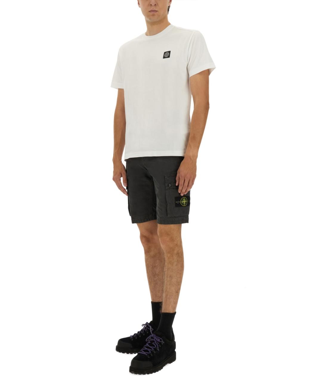 STONE ISLAND Белая хлопковая футболка, фото 3