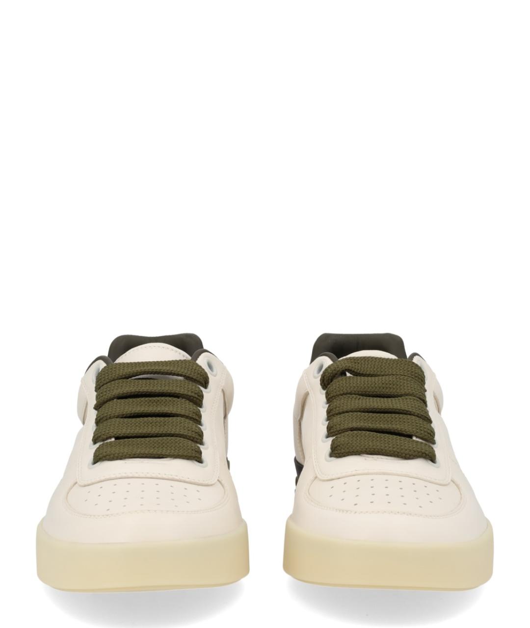 DOLCE&GABBANA Бежевые кожаные низкие кроссовки / кеды, фото 3